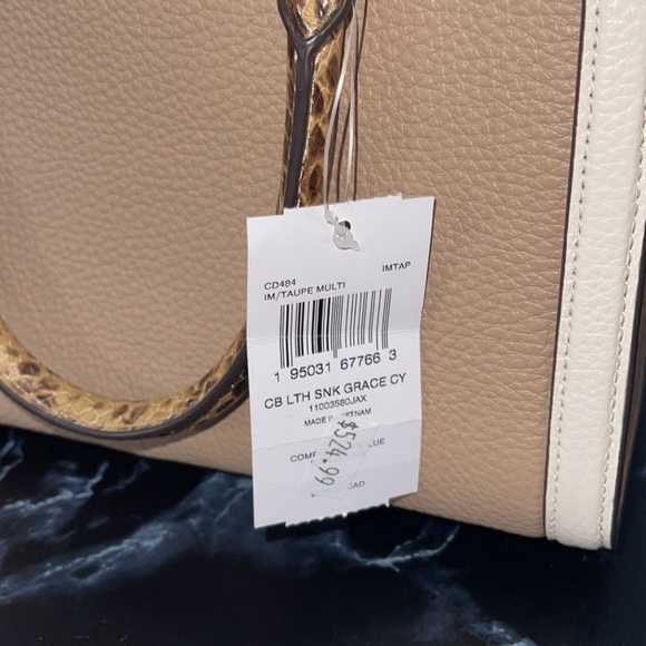 Women’s Handbag COACH Grace Carryall Colorblock Snake Embossed Leather AUTHENTIC - Picture 10 of 10